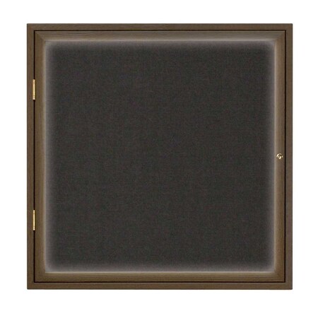 United Visual Products Single Door Slim Enclosed Radius EZ Tack Board, 24"x36", Gold/Green UVRDS23EZ-GREEN-GOLD